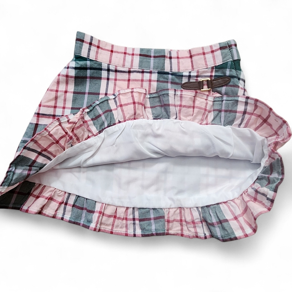 Janie and Jack Girls Kids Plaid Ruffle Hem Skirt - Pink and Green Size 4 T - Picture 5 of 11